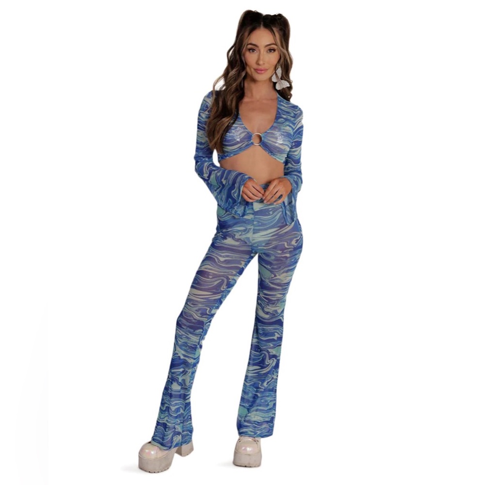 iHeartRaves Women’s Mesh Top and Pant Set, Rave - Size Small